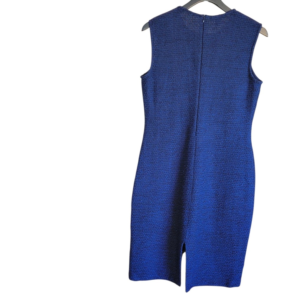 St John Dress Womens Size 10 Tweed Knit Navy Blue Textured Professional - Picture 3 of 16